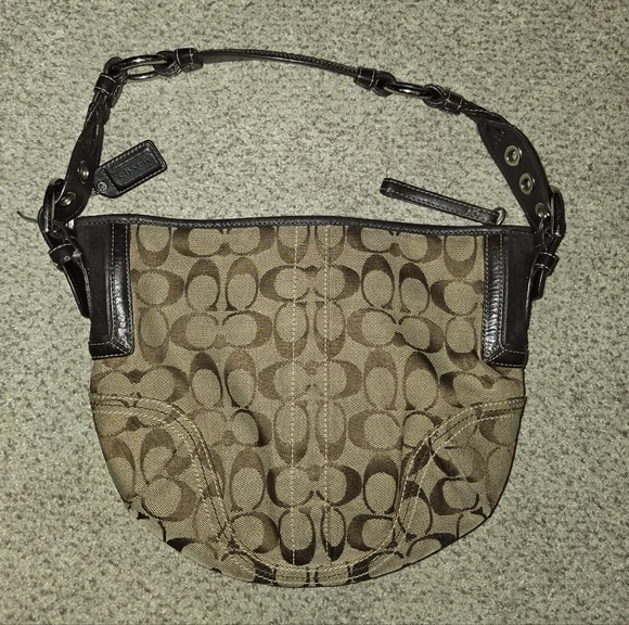 Vintage Coach Signature Canvas Jacquard Hobo Shoulder Bag - 6267 (Soho Era) - Picture 2 of 8